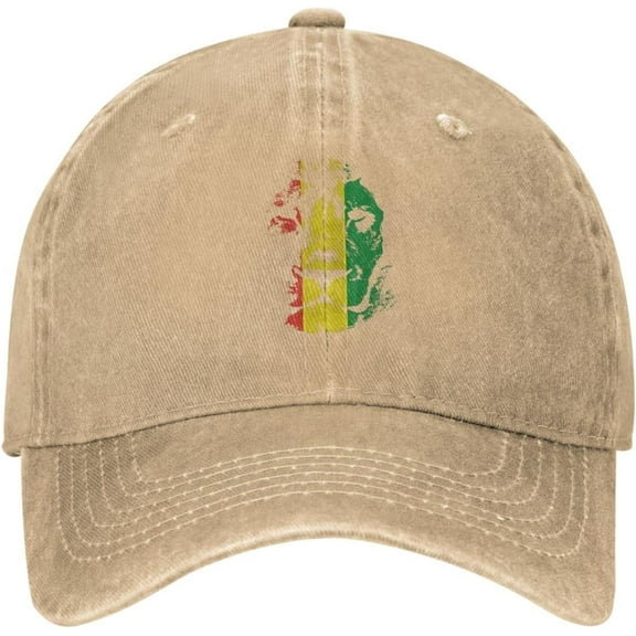 Jamaica Lion Distressed Adjustable Washed Denim Mens Dad Trucker Hat Baseball Ball Cap for Men