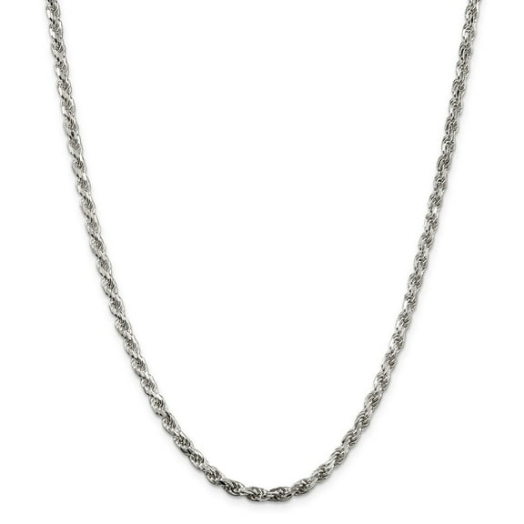 Sterling Silver 3.5mm Sparkle-Cut Rope Chain Necklace - 31.5 Grams - 26 Inch