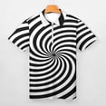 thumbnail image 3 of Black And White Op-Art Spiral Men Zipper T-shirt Summer Casual Short Sleeve T-shirt Top, 3 of 7
