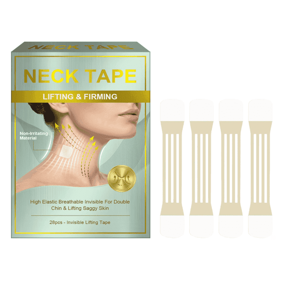 28-Count Neck Contouring Adhesive Strips – Breathable Elastic Skin Refinement Strips