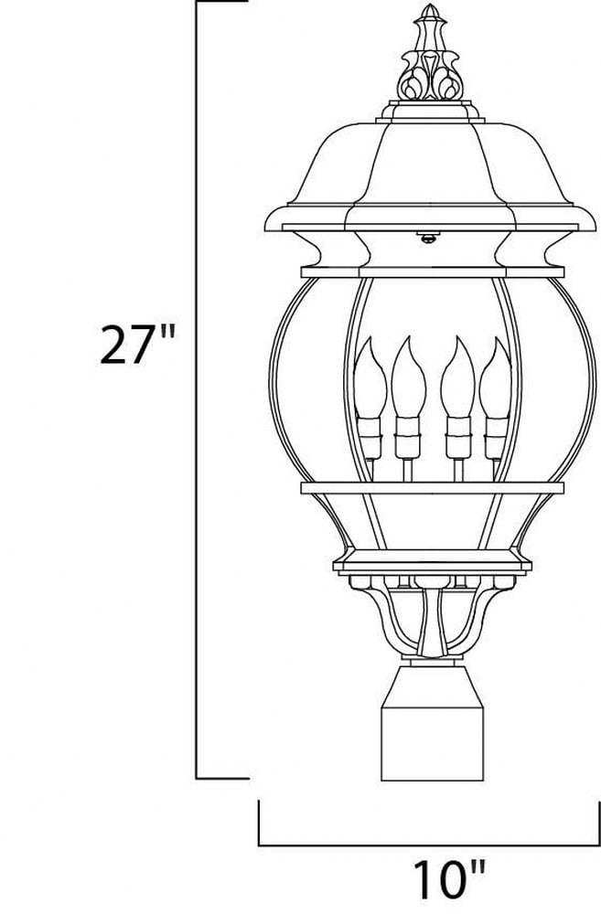 Maxim Crown Hill Four Light 27-Inch Outdoor Post Light - Black - 1038BK