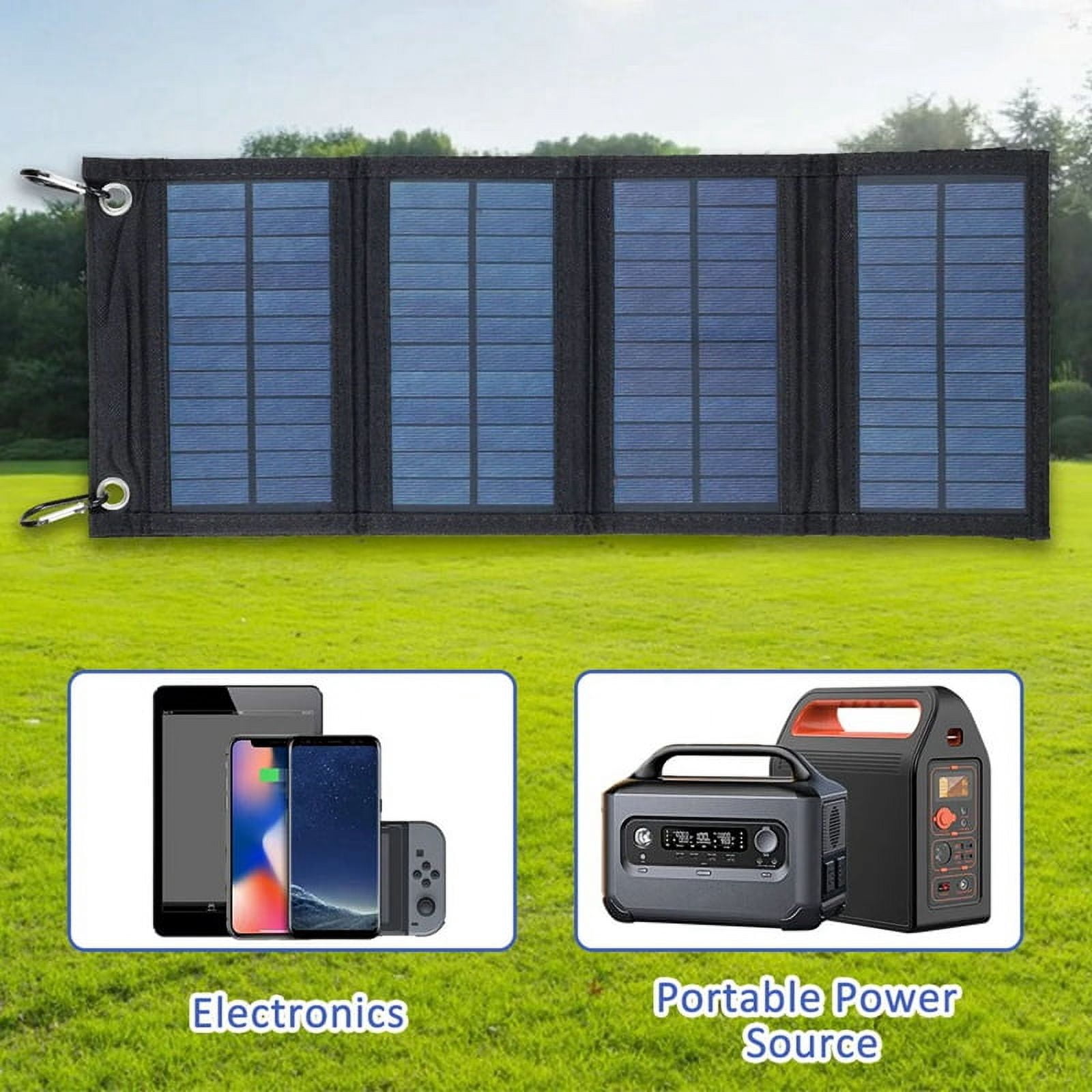 2X Foldable Solar Panel Charger Portable Battery for Cell Phone Outdoor Waterproof Power Bank for Camping Accessories