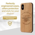thumbnail image 2 of Case Yard Wooden Case Outside Soft TPU Silicone, Slim Fit Shockproof Wood Protective Phone Cover for Girls Boys Men and Women, Supports Wireless Charging Navy 1 Design case for iPhone-X, 2 of 7