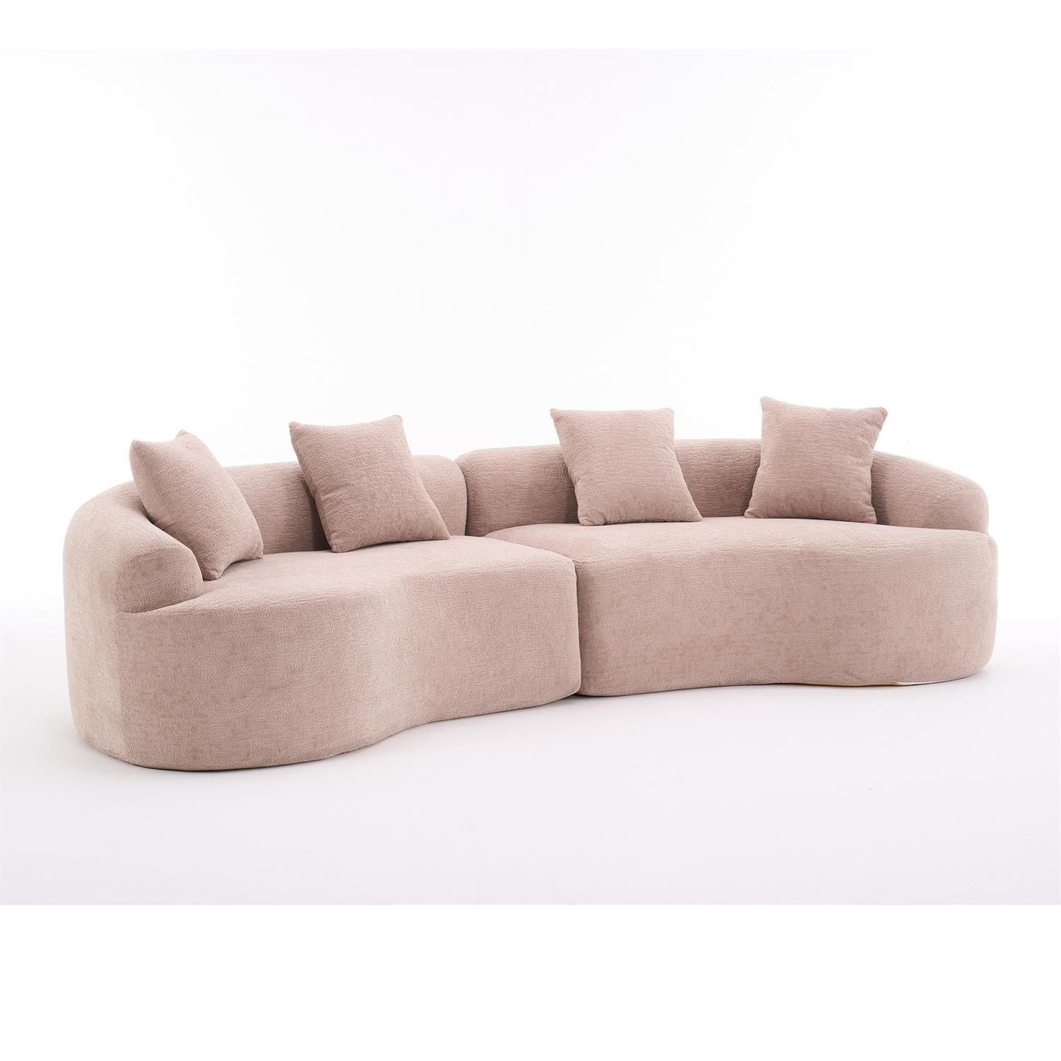 Demi Bonn 110"L Modular Sectional Sofa with Full Compression Sponge, Curved Design, High-Density Chenille Sleeper Couch for Living Room, 800 lbs Capacity, Pink