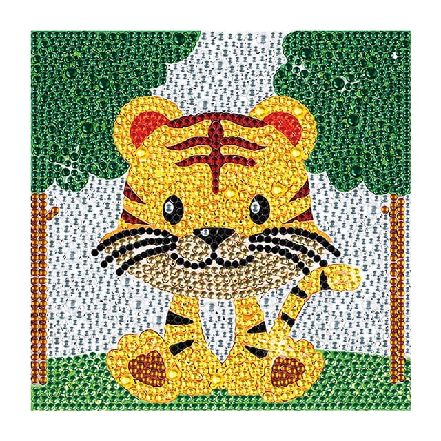 Cuadro de arte de cristal redondo completo de animales de dibujos animados de pintura de diamantes DIY (DXZ065)