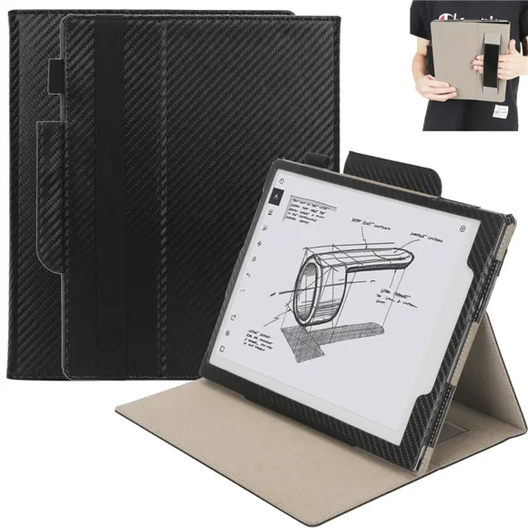 For reMarkable 2 Case 10.3 inch Degital Paper Luxury Business Folio Cover for reMarkable 2 Paper Tablet with Hand Holder Black Black for Remarkable 2