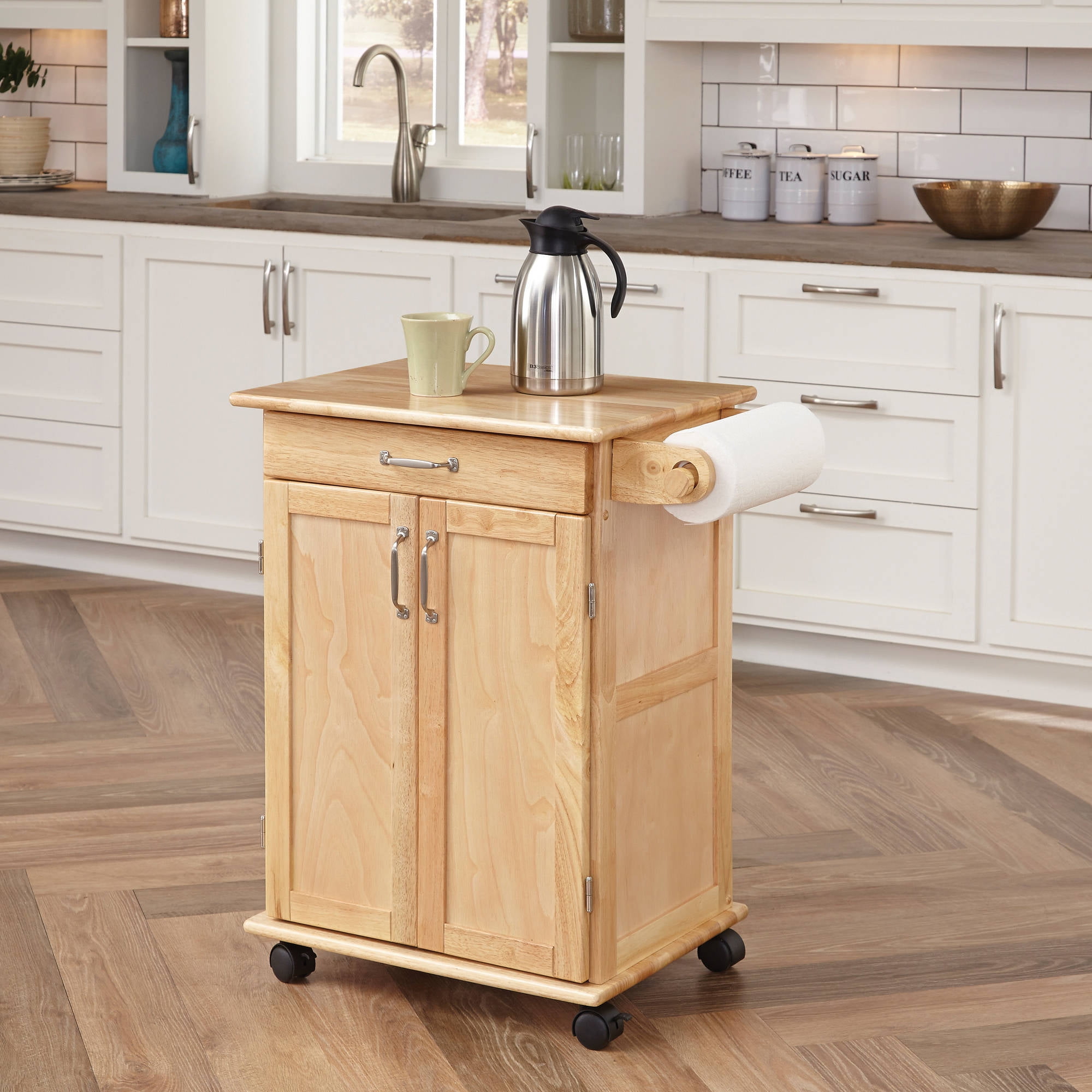 Home Styles Solid Wood Kitchen Cart  Natural Walmart com 