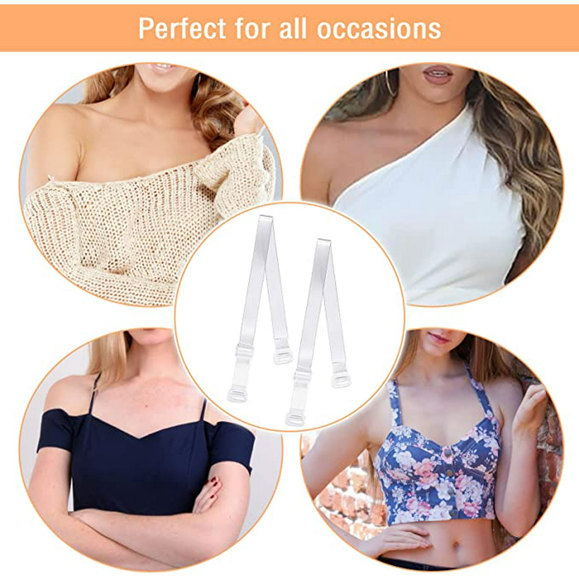 Reeffull 3 Pieces Invisible Clear Bra Straps Adjustable Replacement Strap Belts For Women Non Slide High Elasticity Belt Women Strapless Accessories