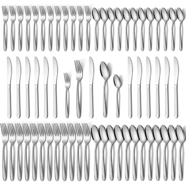 BEWOS 60-Piece Silverware Set, Stainless Steel Silverware Sets for 12, Forks Spoons and Knives Set, Cutlery Set, Mirror Polished Flatware Set, Dishwasher Safe Kitchen Utensils Set for Home, Restaurant