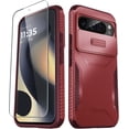 thumbnail image 1 of KOMI for Google Pixel 9 Pro XL Case with 1 Screen Protector, Built-in Slide Camera Cover, Military Grade Drop Protection, Heavy Duty Rugged Shockproof Protective Phone Cover, Red, 1 of 5