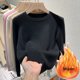 thumbnail image 3 of Suéter de invierno con cuello redondo para mujer, tops de punto suaves y gruesos y ajustados, jersey de manga larga de terciopelo, jerseys casuales cálidos Malhas, 3 of 5