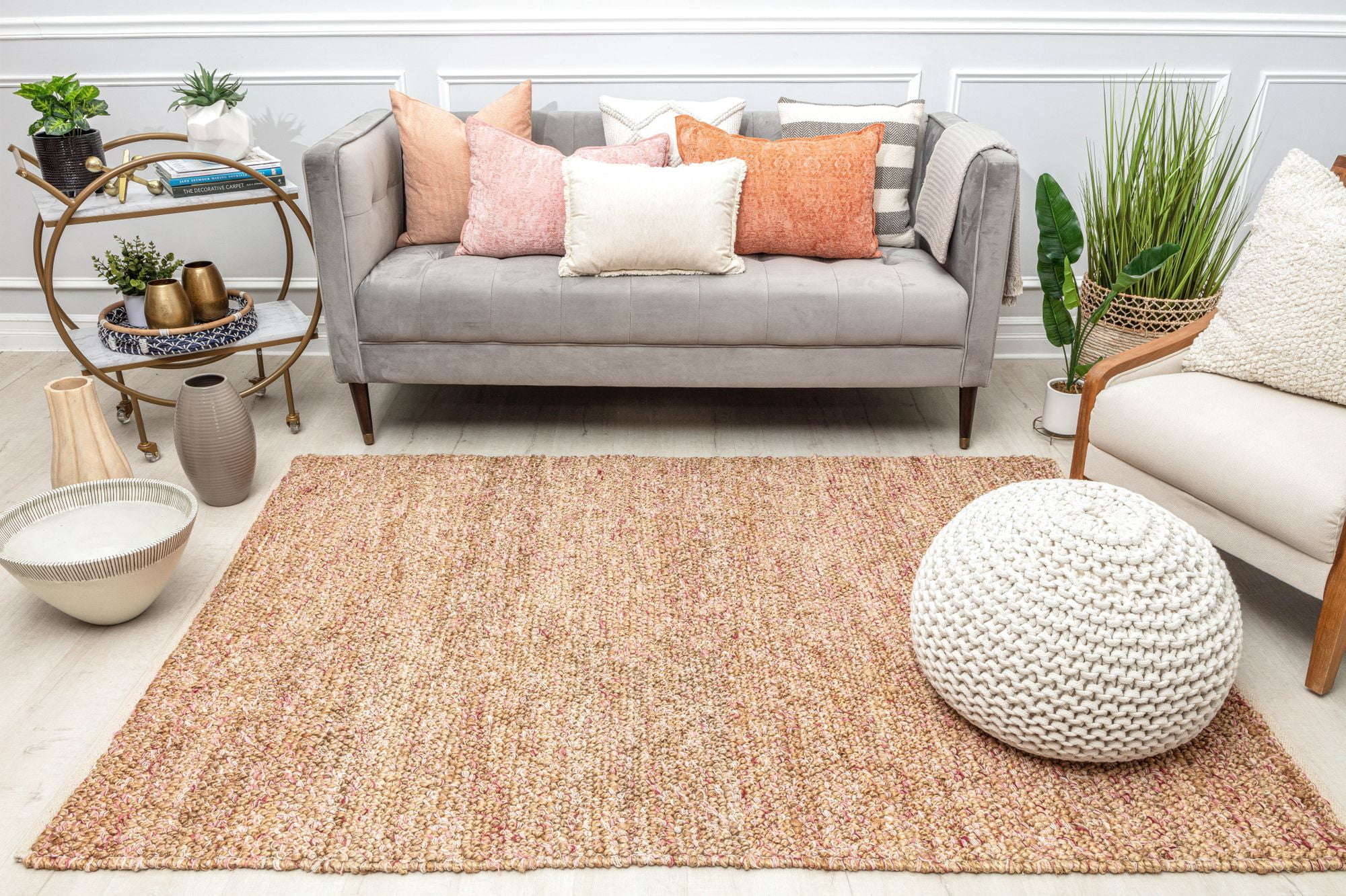 Rugs America Blush Confetti DR10B Solid Farmhouse Orange Area Rug, 8’0”x10’0”