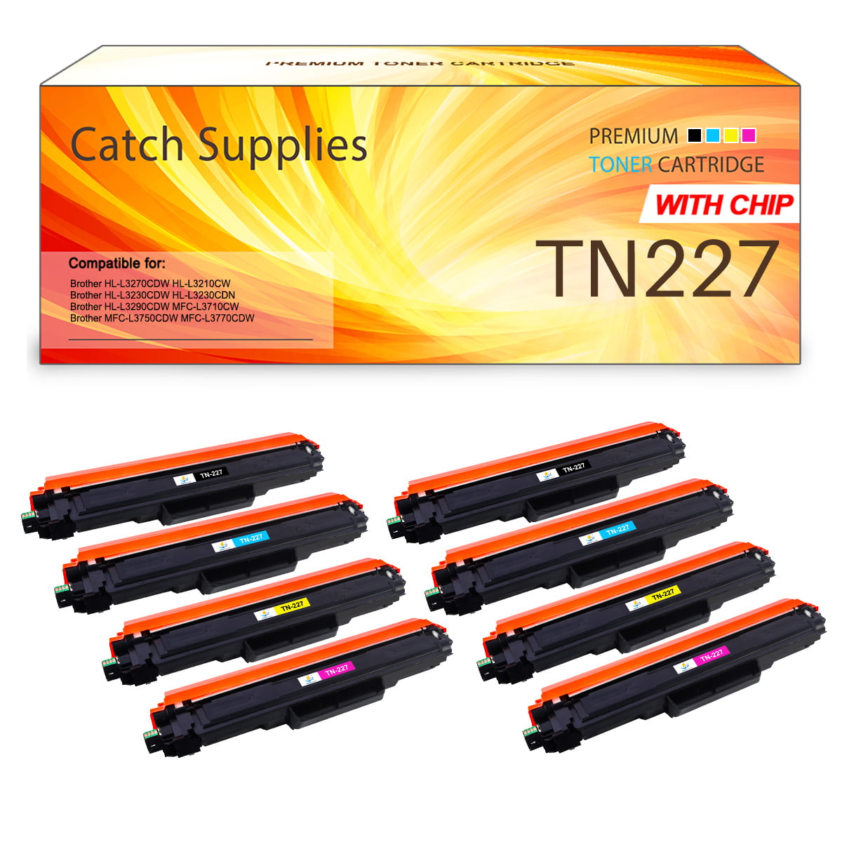 TCT Premium Compatible Toner Cartridge Replacement with Chip for Brother  TN227 TN-227 TN227BK Black Works with Brother HL-L3210CW, MFC-L3750CDW