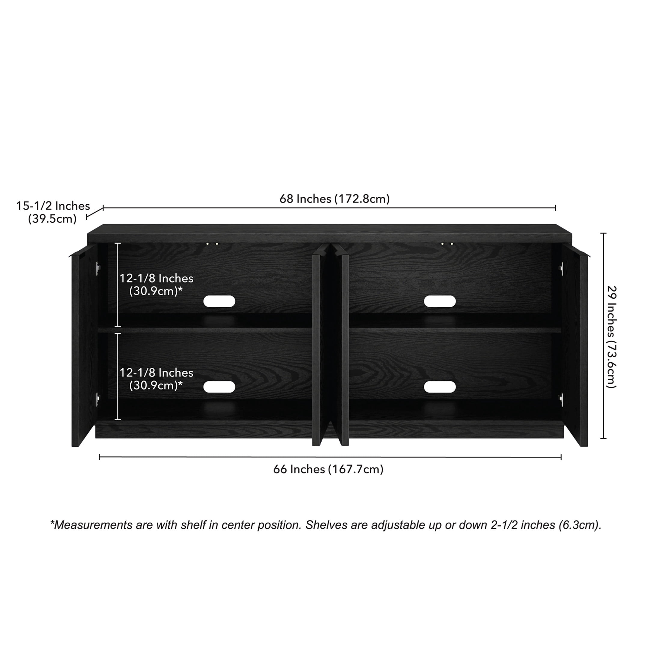Evelyn&Zoe Modern/Contemporary 68" Wide Black Grain Buffet Table