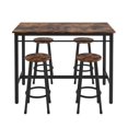thumbnail image 6 of 5 Pieces Bar Table Set, Kitchen Counter Height Table with 4 Bar Stools, Kitchen Table and Chairs Set, Home Kitchen Breakfast Table, Metal Frame Kitchen Furniture Set for Dining Room, Brown, 6 of 9