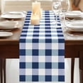 thumbnail image 3 of Navy Blue Plaid 120 Inch Table Runner, Spring Farmhouse Buffalo Checkered Farmhouse Dresser Scarf Cotton & Linen Tablerunner for Dining/Kitchen Island/Holiday Party Décor 13" x 120", 3 of 9