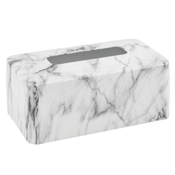 mDesign Modern Metal Tissue Box Cover, Rectangular Holder Marble