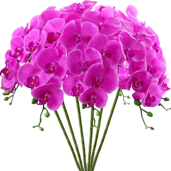3Artificial Phalaenopsis Flowers Artificial Orchid Flowers Stem Plants for Home DƩcor (Purple)