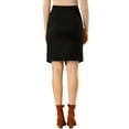thumbnail image 3 of INSPIRE CHIC Women's A-Line Front Slit Knee Length Wrap Faux Suede Skirt S Black, 3 of 6
