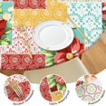 thumbnail image 4 of Elastic round tablecloth with floral pattern, suitable for outdoor or indoor, polyester fabric fits 44-52 inch, oversized, 4 of 7