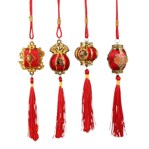 Faroles rojos de la suerte para colgar Mini faroles decorativos para el Año Nuevo chino con borla para la decoración de la fiesta de primavera y la boda