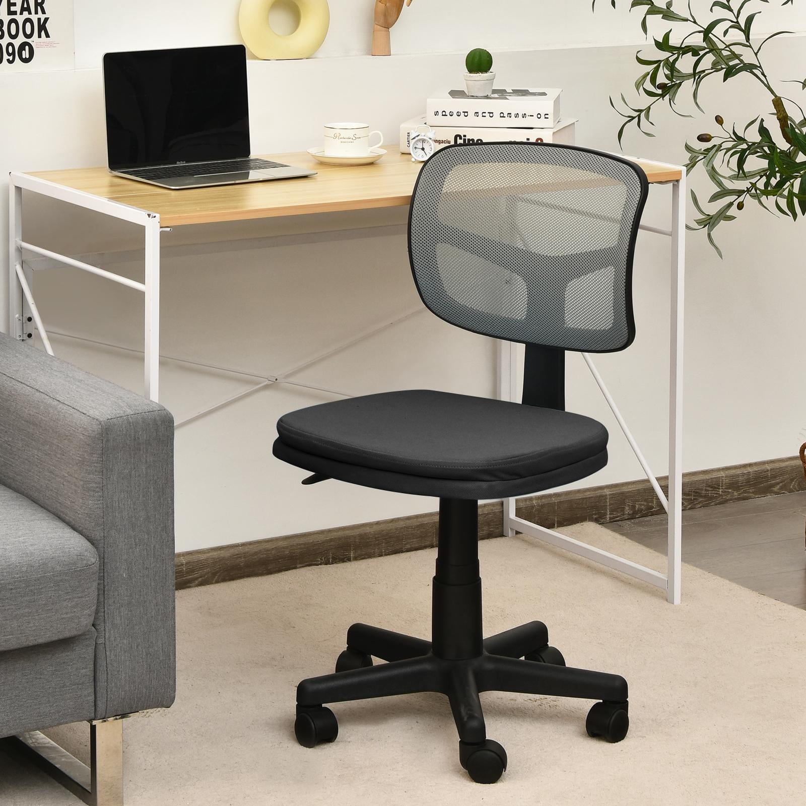 Giantex Armless Task Office Chair, Ergonomic Small Desk Chair with