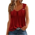 thumbnail image 3 of Ahuyic Womens Sleeveless Top,Tank Tops for Women,Womens Solid Color Fold Camisole Sleeveless T-shirt Loose Tank Top, 3 of 5