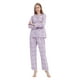 thumbnail image 2 of GLOBAL Conjuntos de Pijamas de Algodón para Mujer, Ropa de Dormir de Manga Larga con Botones, Ropa de Dormir Cómoda, Conjunto de Pijama Suave con Flores Moradas S, 2 of 6