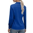 thumbnail image 3 of TEAJOPSUU Womens Dress Shirts Solid Long Sleeve Turndown Collared Tops Slim Fit Business Casual Button Blouses S-5XL Dark Blue, 3 of 7