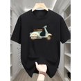 thumbnail image 1 of 1pc Men's Casual Summer T-Shirt with Electric Scooter Print, Cotton Knit Fabric, Round Neck, Comfort Fit, Fashion Short Sleeve Top for Adults, Casual Sporty Tee, Comfy Tee, 1 of 6