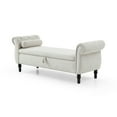 thumbnail image 2 of 63" Velvet Multifunctional Storage Rectangular Sofa Stool Buttons Tufted Nailhead Trimmed Solid Wood Legs with 1 Pillow,Beige, 2 of 5