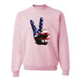 thumbnail image 2 of Wild Bobby, American Flag Peace Sign Hand Pop Culture Unisex Crewneck Graphic Sweatshirt, Light Pink, 3XL, 2 of 3
