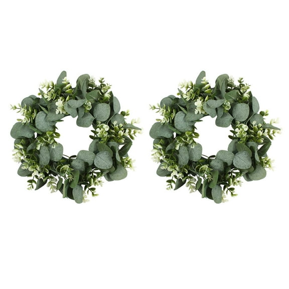 TOYMYTOY 2pcs Artificial Lifelike Eucalyptus Leaf Wreath Spring Hanging Wreath for Front Door