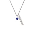 thumbnail image 2 of Delight Jewelry Acrylic 5/16" Navy Blue Heart Silvertone Fearless Bar Charm Necklace, 23", 2 of 4