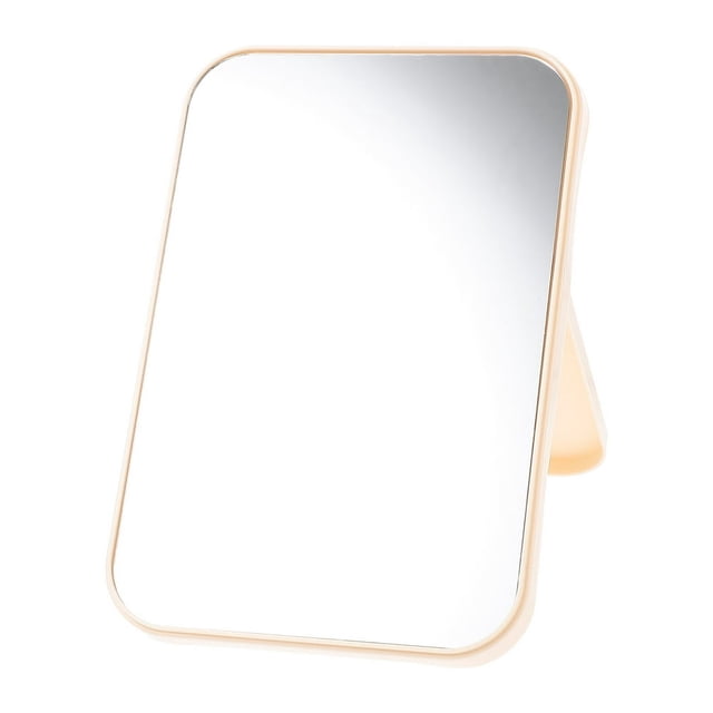 CUITING Women Simple Design Portable Facial Makeup Mirror Compact Foldable Desktop Cosmetic Makeup Mirror (Beige)
