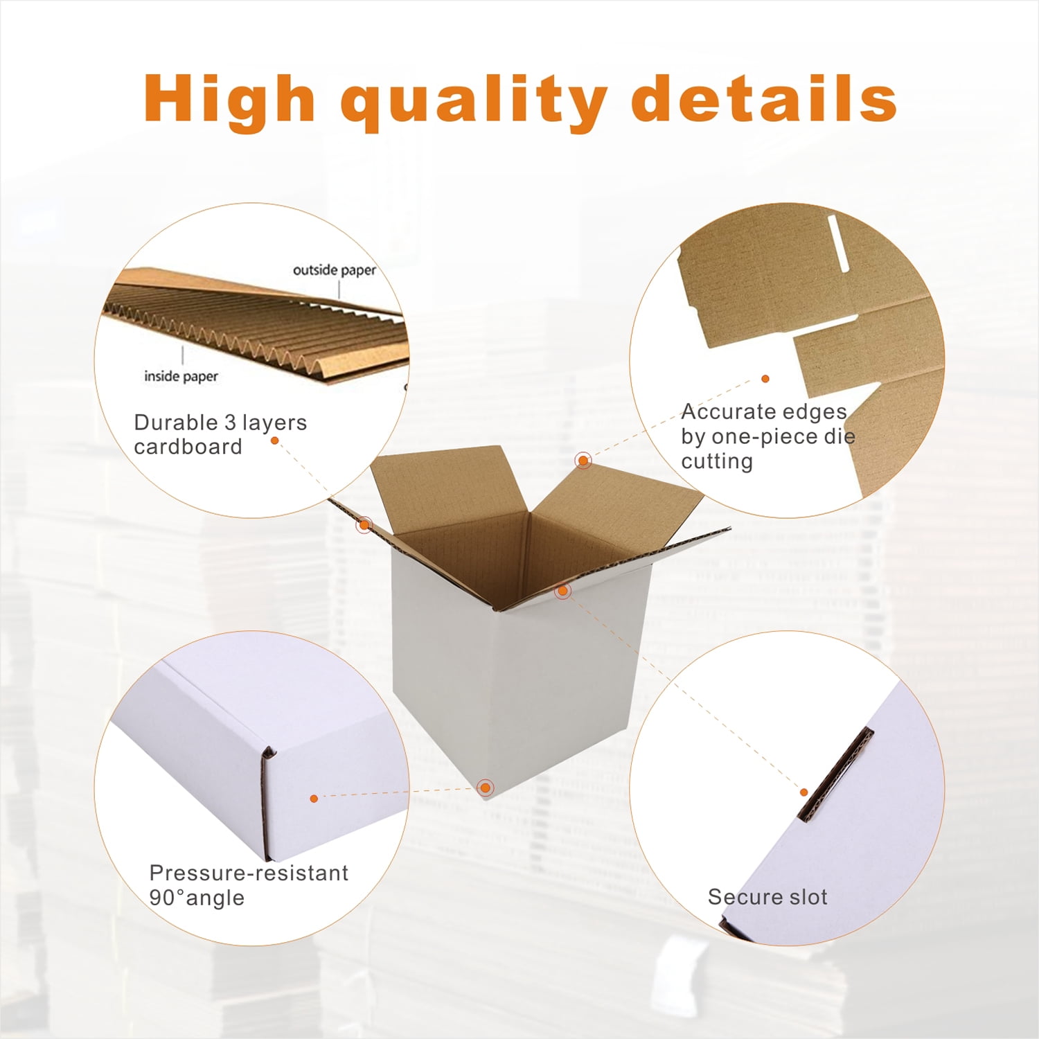 CH-BOX 8x8x8 Inches of Shipping Boxes (25 Pack), Small Corrugated Cardboard Mailers, Oyster White