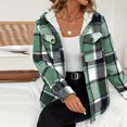 thumbnail image 7 of Women's Fashion Casual Loose-Fitting Long-Sleeved Plaid Print Hooded Jacket Baseball Jacket for Fall and Streetwear Style,Green,L, 7 of 7