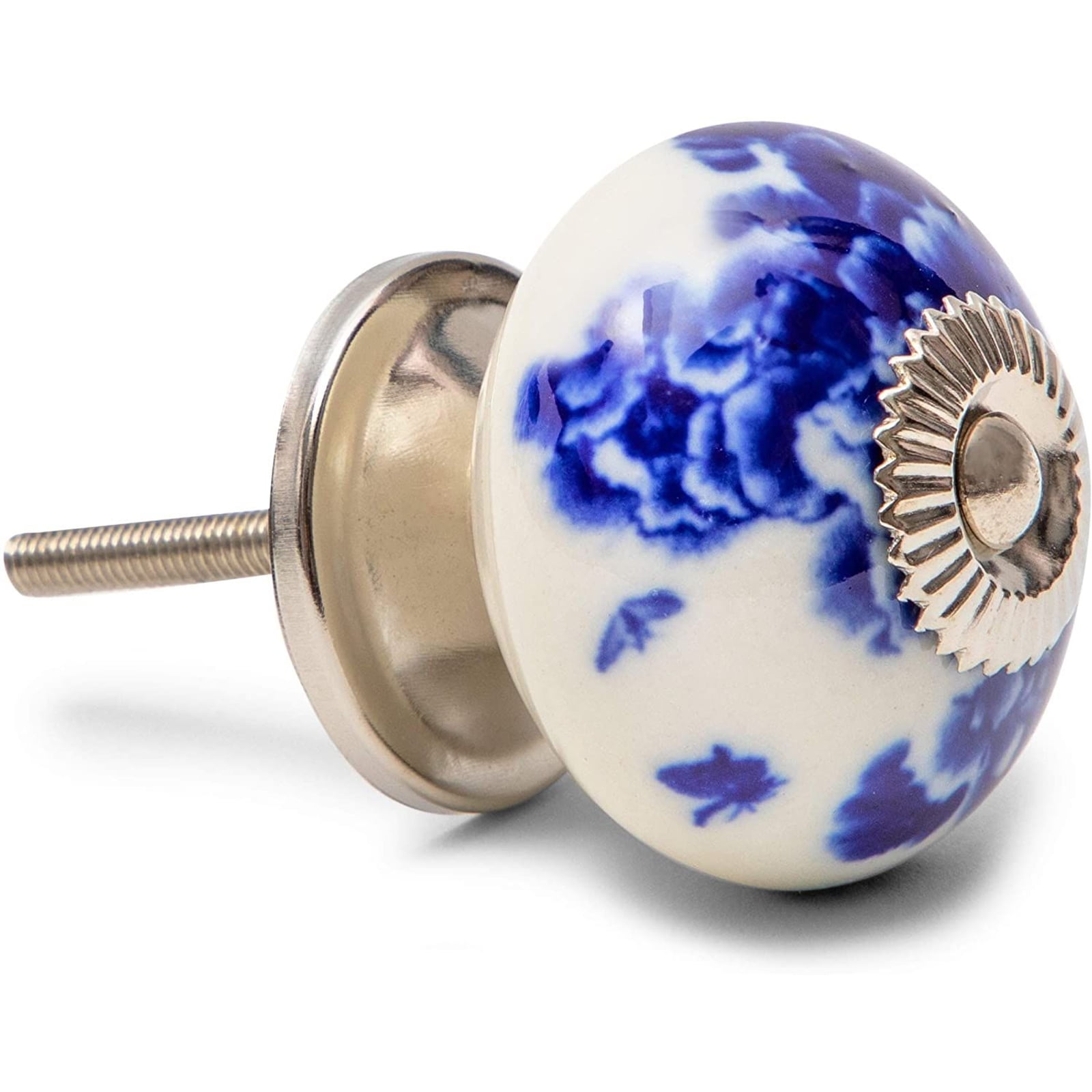 Kitchen Door Knobs for Wardrobes Cupboards Knobs Drawers Handles 6 pcs Mixed Vintage Ceramic Cabinet Knobs Blue on White Furniture Knobs & Handles
