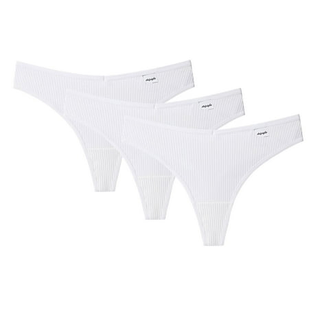 

HWRETIE Women Brief 3PCS Women s Thong G-String Cotton Thongs Women s Panties Sexy V Waist Female Underpants Pantys Lingerie Rollbacks White 8(L)