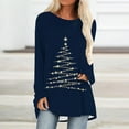 thumbnail image 2 of YUGYXL Womens Fall Fashion Long Sleeve Christmas Pullover Tunic Tops Crewneck Sweatshirt Xmas Printed Holiday Oversized Long Shirts Navy S, 2 of 5