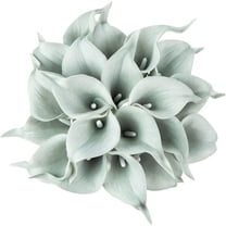 10pcs Artificial Calla Lily Flower Real Touch Latex Flowers for DIY Wedding Bouquet Party Home Decor (White-Yellow Core)