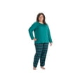 thumbnail image 6 of Womens Flannel Pajamas Sets - Cotton Knit Top, Plaid Flannel Lounge Pants Holiday PJ Set for Women - Green - 3X, 6 of 9