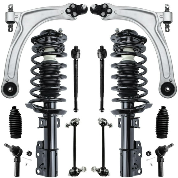 Detroit Axle - 12pc Front End Suspension Kit for 2006 2007 2011 Chevy HHR 2005 Cobalt, 2 Lower Control Arms with Ball Joint 2 Struts with Coil Springs 4 Inner Outer Tie Rods 2 Sway Bars 2 Boots