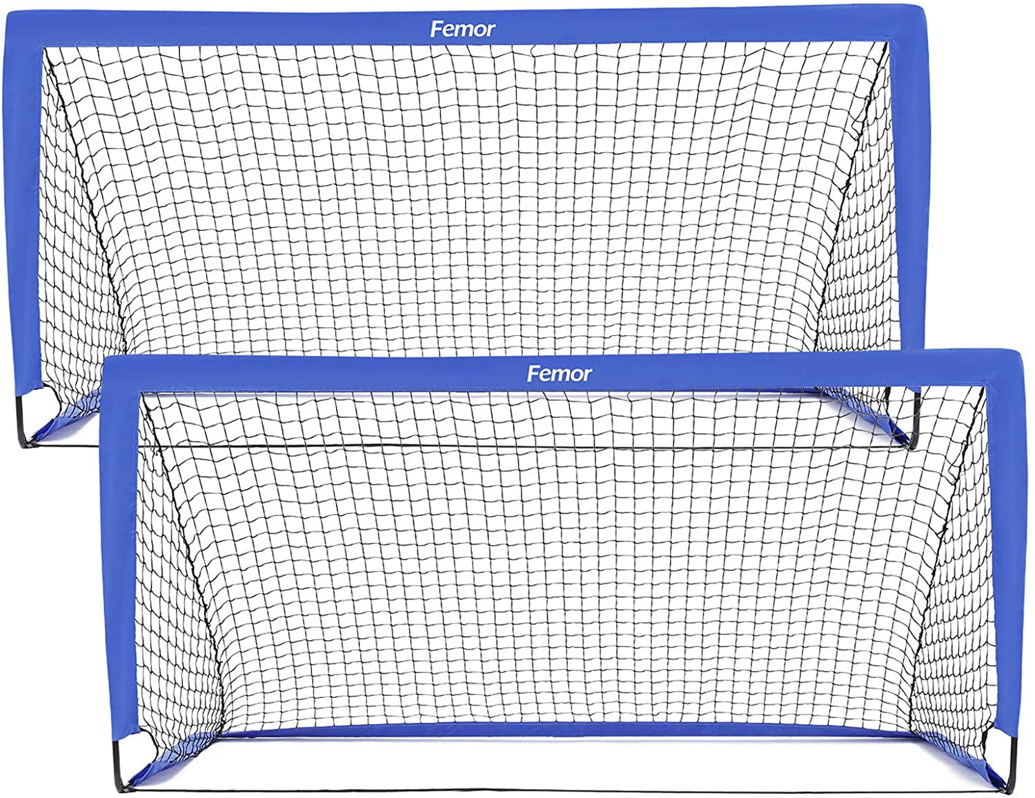 femor Portable Soccer Goal Nets Fold-Up Soccer Target Goal with Carrying Bag for Kids and Teens Size 6 x 3 Backyard Games and Practice Set of 2 