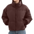 thumbnail image 2 of Women'S Winter Cropped Puffer Jacket Coat Short Warm Quilted Jacket Coffee XS, 2 of 7