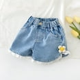 thumbnail image 5 of Babcutegg Girls Shorts, Short Jeans With Pockets Mid Waist Shorts for Child Blue 1 Tear, 5 of 5
