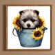 thumbnail image 1 of Cuadros Decorativos Kit de pintura de diamante de taladro redondo completo 5D DIY decoración del hogar de perro girasol (VIP896) Wdftyju embutido en tela, 1 of 9