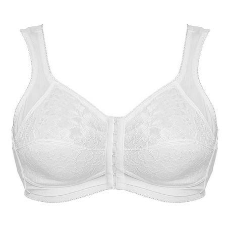 

Plus Size Bra for Women Unlined Wirefree Lace Ladies Racerback Front Closure Bra Large Size 32-50 C D DD E F G H