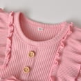 thumbnail image 2 of Newborn Baby Girl Clothes Solid Long Sleeve Ruffle Romper Pants Set 3PCS Fall Outfits Pink, 2 of 6