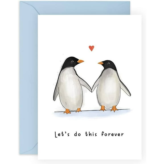 Cute Penguin Love Card – “Let’s Do This Forever” – Perfect for Anniversaries, Weddings, or Romantic Gestures – Includes Envelope – Blank Inside for Personal Messages